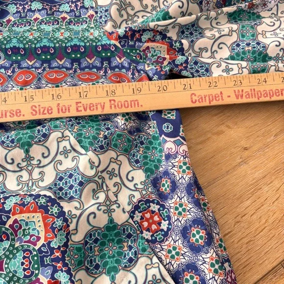 Chicos Multi Color Mosaic Button Down Tunic No Iron Shirt Size 2 Large Pockets - Picture 6 of 15